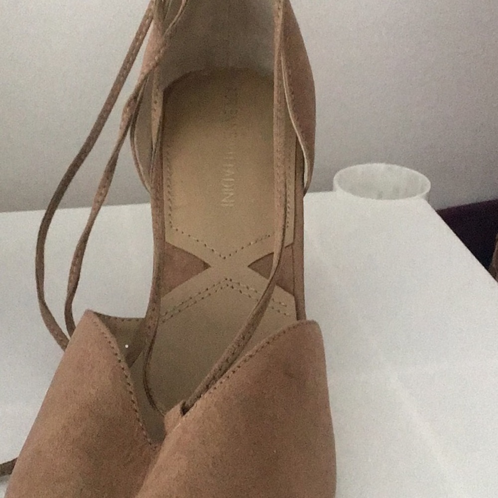 Nude tan wedge ankle wrap shoes 8 - Picture 2 of 11